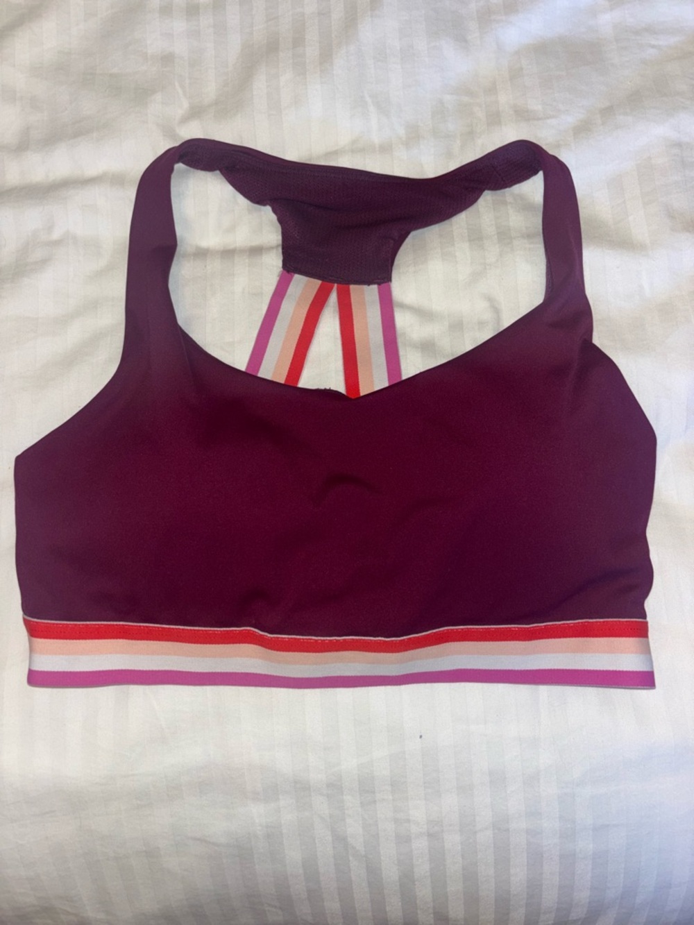 Athleta Women’s Plum Racerback Sports Bra with Striped Band